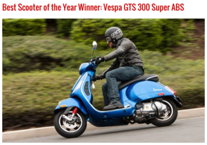 Motorcycle.com voted best scooter of 2015 - Vespa GTS 300 Super ABS